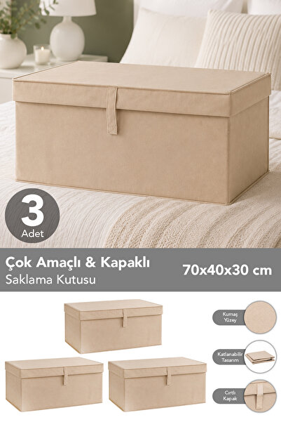 Meleni Home 3'lü Set Mega Plus Hurç - Çok Amaçlı Organizer Kapaklı Saklama Ku...