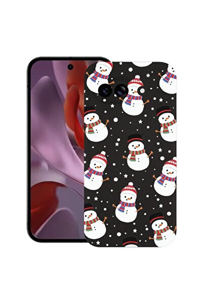 bestcase Калъф за Google Pixel 9a, Снежен човек, Тънък силиконов 0.8ММ, Ударо...