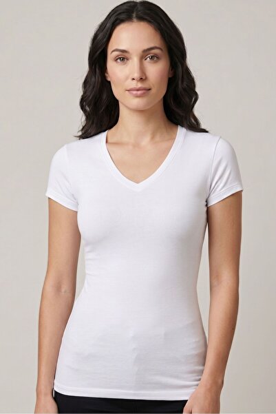 OBJE Women's White Combed Modal Half Sleeve Undershirt