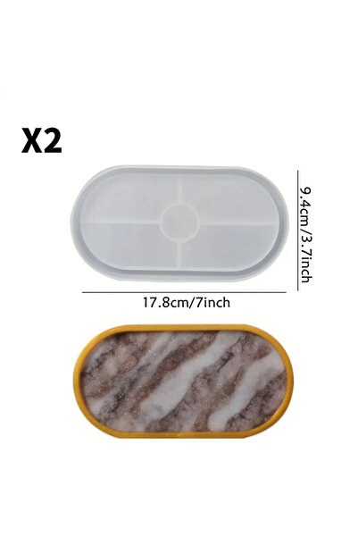 Choice X2 1pc/2pcs/3pcs Oval Coaster Epoxy Resin Clay Casting Silicone Mould ...