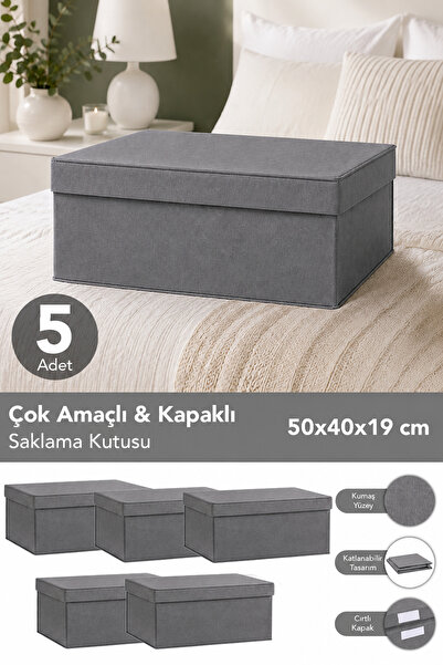Meleni Home 5'li Organizer Baza Hurç Seti - Çok Amaçlı Kapaklı Saklama Kutusu...