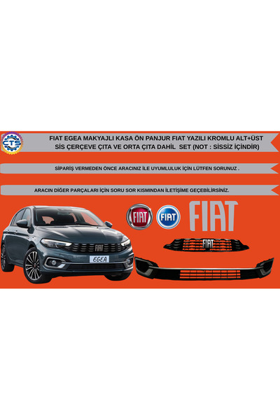 DİNAMİK FIAT EGEA SEDAN MAKYAJLI KASA PANJUR KROMLU ALT PANJUR IZGARASI SİSSİ...