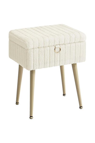 SONGMICS Stool with storage space and metal legs, 40x30x50 cm, cream white