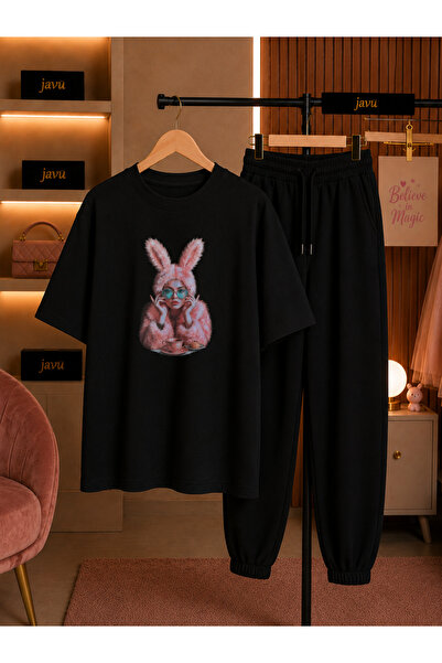 JAWÜ STYLE طقم بدلة رياضية مطبوع عليه Bunny Chill