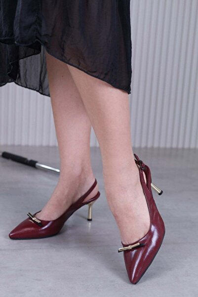 Stil Durağı aroya model 5 cm topuklu yeni sezon topuklu ayakkabı BORDO