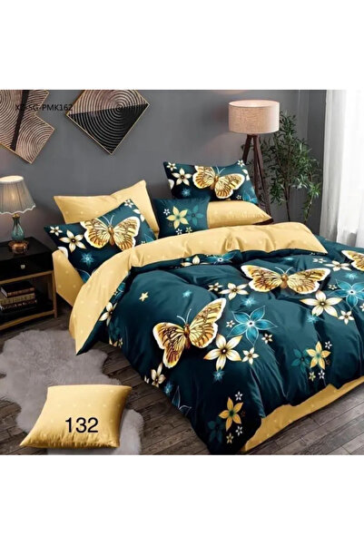East Comfort Set de lenjerie de pat Finet 6 piese, Pat dublu, Verde/Galben cu...