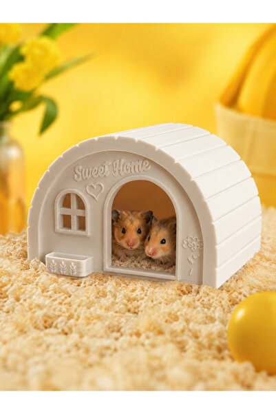 Tilekey Seramik 3D Baskı Hamster Evi – Şık Beyaz Tasarım Kemirgen Yuvası | Çı...