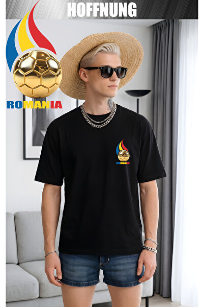 HOFFNUNG Tricou unisex din bumbac supradimensionat cu guler rotund