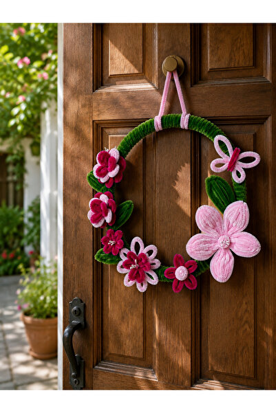 minipanda Door Ornament Made of Chenille Non-Fading Flowers