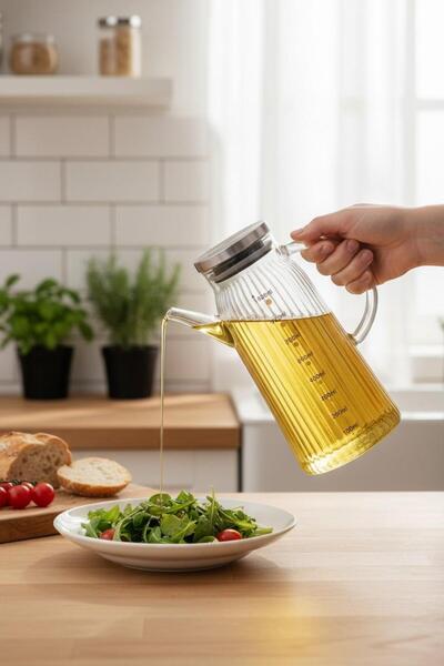 ALBETTO Borosilicate Glass Oil and Vinegar Bottle 800ml Striped
