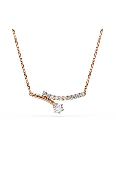 Swarovski Matrix Kolye, Yuvarlak kesim, Beyaz, 18k pembe altın rengi yüzey