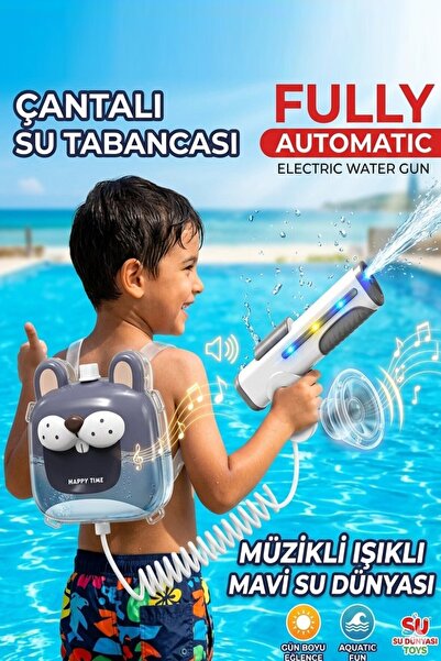 Pofika Çantalı Su Tabancası Müzikli Işıklı Uzun Menzil Sarjlı