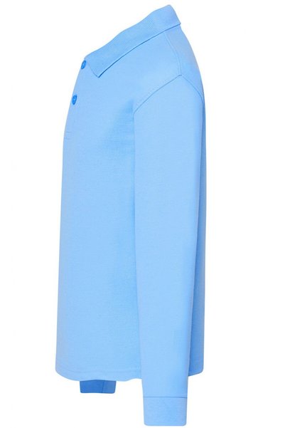 JHK Tricou polo cu maneca lunga pentru copii, bumbac 100%, Premier, albastru ciel