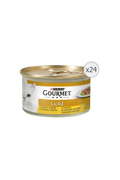 Gourmet Hrană umedă pentru pisici Gold, Vită și Pui, 24 x 85 g