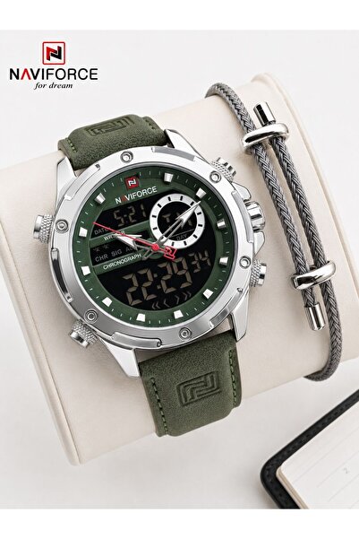 Naviforce Leather Cord Digital & Analog Mechanism Wristwatch Gift 3 Atm Men's...