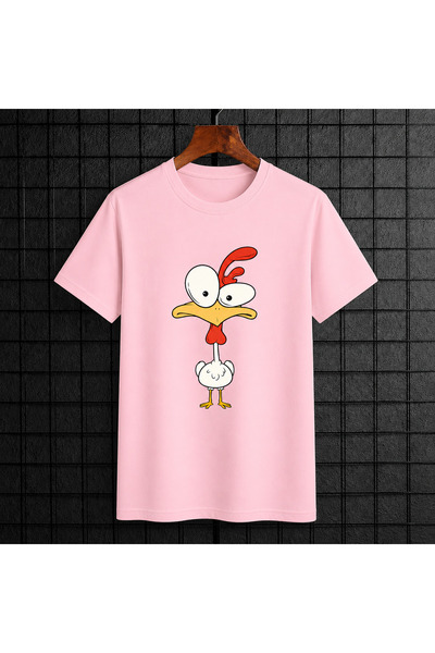 VODEXA Tricou oversize pentru femei, cu imprimeu pui, 100% bumbac, croială co...