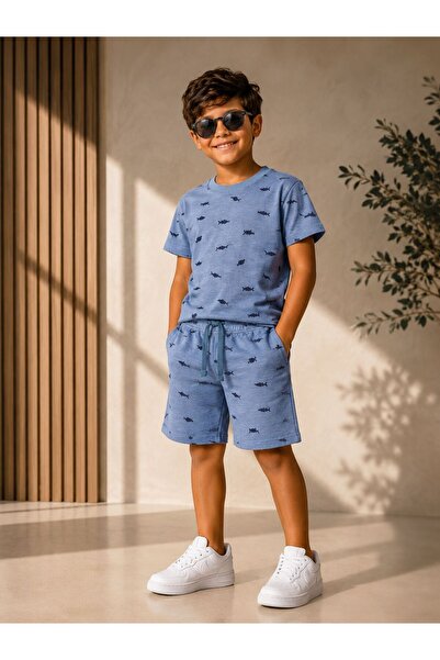 Roya Children's Two-Piece Cotton Sets Spot Summer Boys' Handsome T-Shirt Shor...