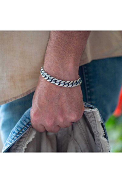 MS Mercan Silver 925 AYAR Gümüş Erkek Kalın Zincir Bileklik