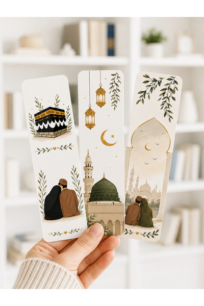 Kiraz Craft 3’lü İslami Temalı Kitap Ayracı Seti – Kabe, Mescid-i Nebevi ve D...