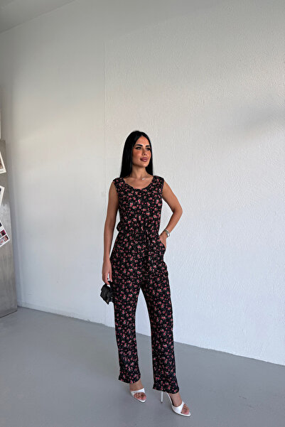 LİLA İSTANBUL Women's Oversize Patterned Daily Stylish Jumpsuit