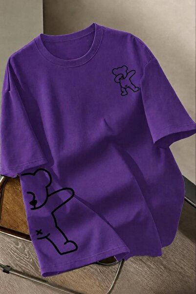 Oksit Teddy Bear Printed Unisex Oversize Street Style T-Shirt