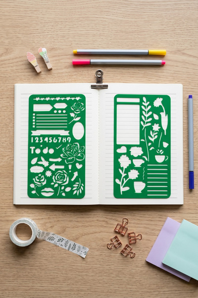 Karmelom Studio Σετ μοτίβων για Bullet Journal, με σχέδια τριαντάφυλλων και χ...