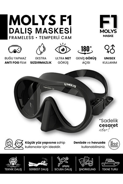 MOLYS F1 PRO DALIŞ MASKESİ TEMPERLİ CAM (Küçük yüz yapısına sahip kullanıcı v...
