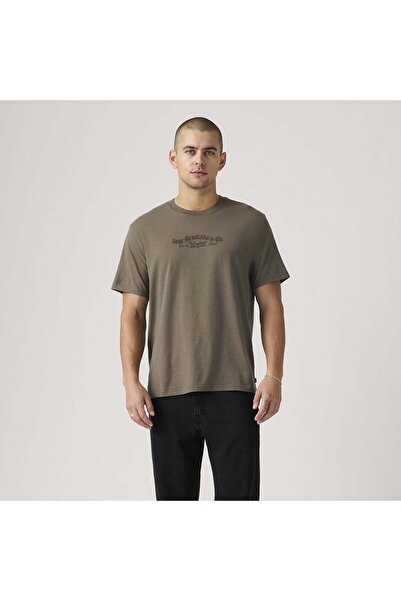 Levi's LSE_SS RELAXED FIT TEE SERIF LS;CO 1 BUN καφέ