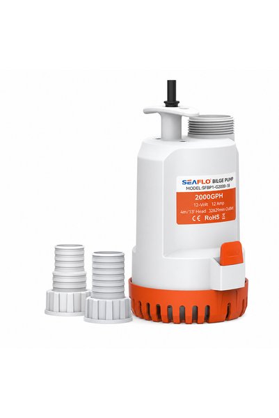 Seaflo Çek Valfli Üstten Çıkışlı Manuel Sintine Pompası 2000 GPH 12V