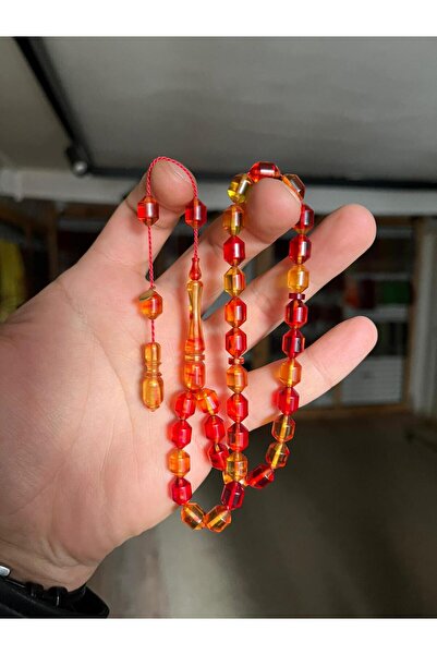 TTS TÜRK TESBİH SANATI Extreme Cut Fire Amber Prayer Beads