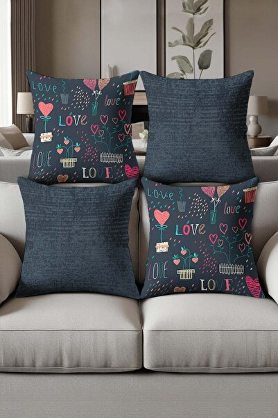 Dolce Mariee Digital Printed Soft Textured 4-Piece Throw Pillow Cover Set Krl...