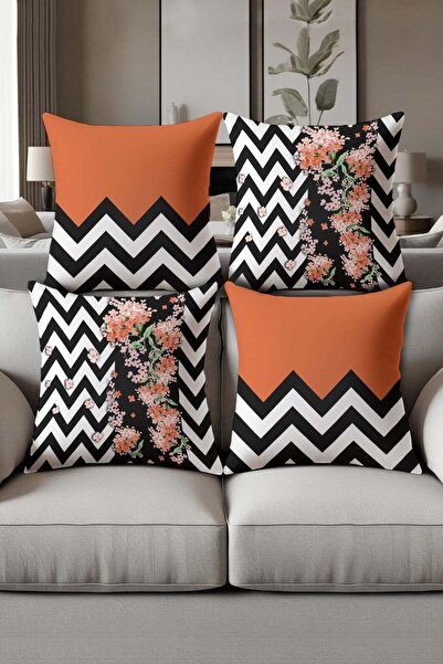 Dolce Mariee Digital Printed Soft Textured 4-Piece Throw Pillow Cover Set Krl...