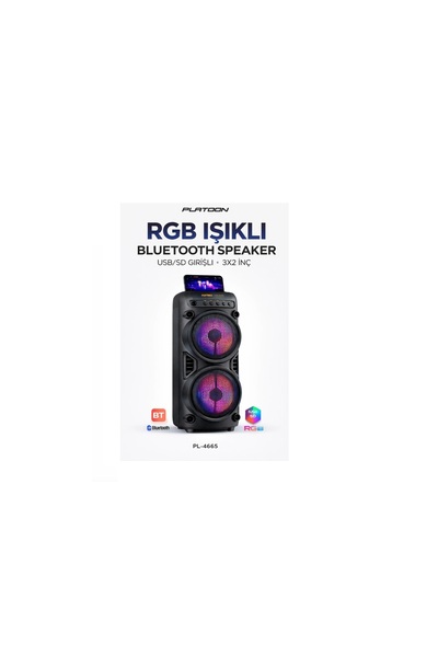 Midcom Platoon PL-4665 RGB Işıklı Bluetooth Speaker | USB/SD Girişli | 3x2 İnç
