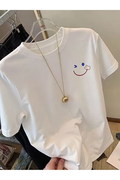 PAVRO Unisex Άνετο T-shirt με μικτό σχέδιο και στάμπα