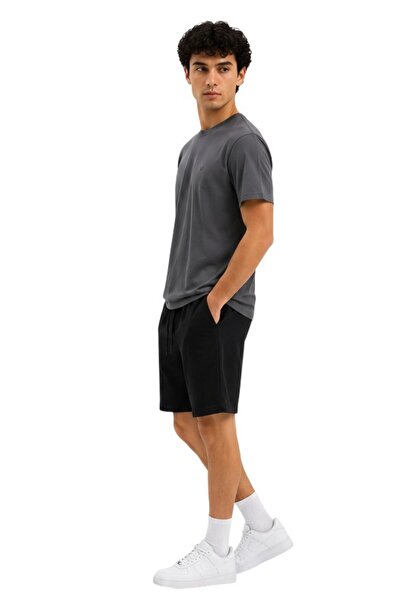 Cazador Tricou pentru bărbați, cu gât crew, gri închis, din jerseu 46230