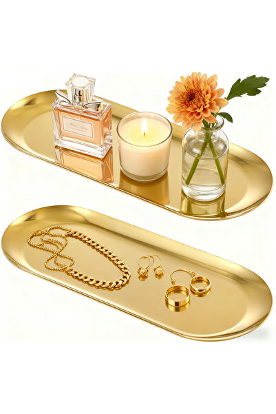 Generic 2 Pack Decorative Tray Jewelry Tray Serving Platter Tray Bathroom Van...