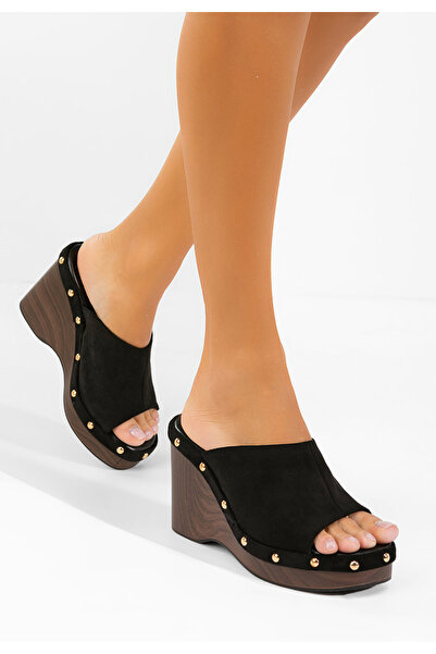 B T Shoes Papuci cu platformă Jazminia negri