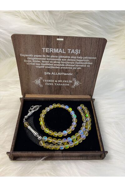 GÜLNAR BİJUTERİ Thermal Stone Prayer Beads & Bracelet Set Special Design Yellow