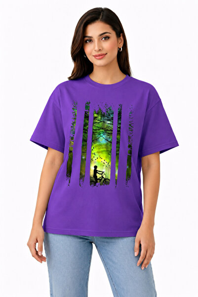 VODEXA Unisex Oversize T-Shirt Ormanda Printed 100% Cotton T-Shirt Comfortabl...
