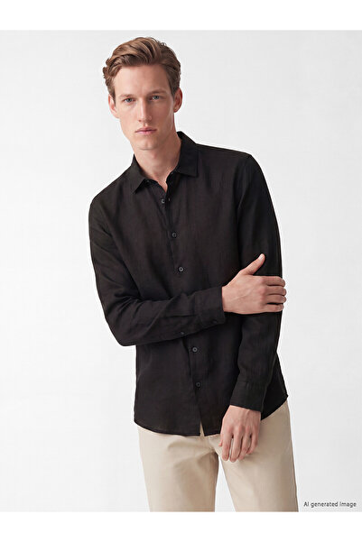 LC Waikiki Nevavm Regular Fit 100% Linen Men's Shirt with Difference