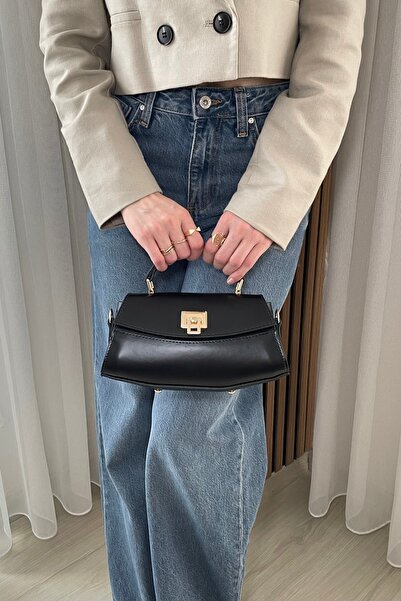 Fibag Women's Black Trend Bag - Adjustable Long Strap Hand and Shoulder Bag