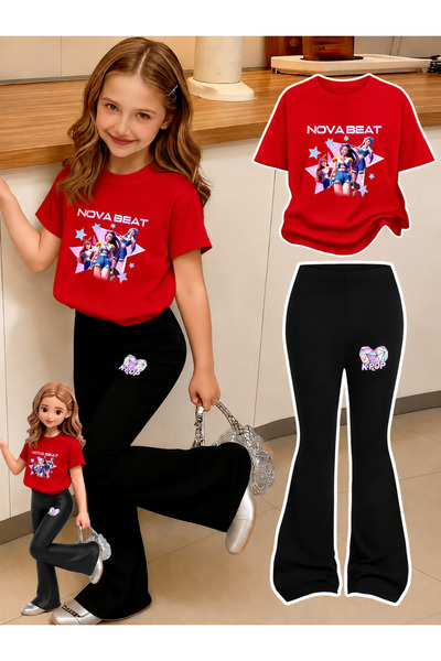 YUNAYT Set de pantaloni evazați și tricou spaniol pentru fete