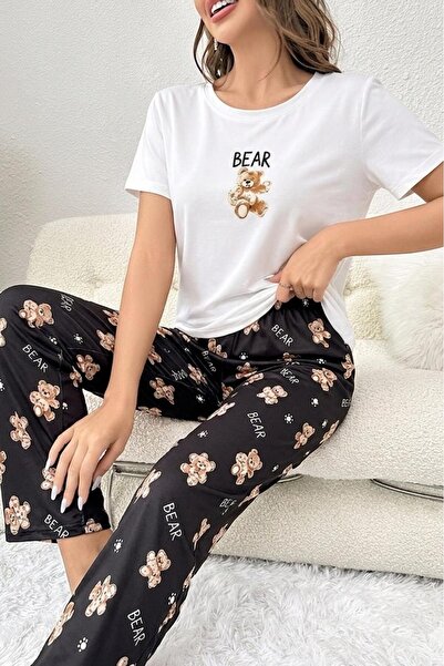 ZAYAHOMEWEAR New BEAR Süpersoft Kısa Kollu Pijama Takım