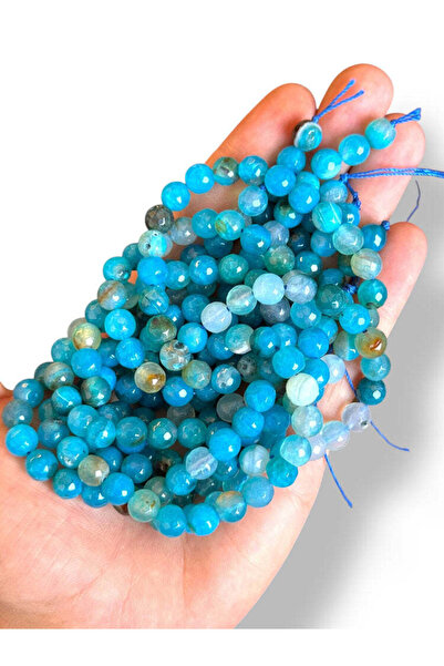 Bozhi Bead Set Faceted Agate Natural Stone 8mm - Natural Stone Faceted