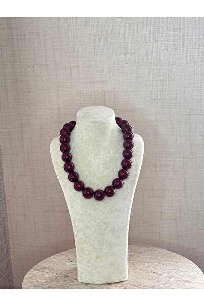 MOD10 Helen Jewerly bordo doğal taş boncuk cherry kolye