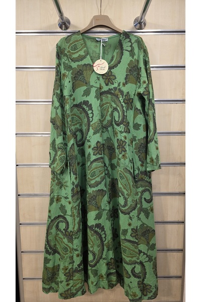 Park Moda Long Sleeve Linen Dress V-Neck