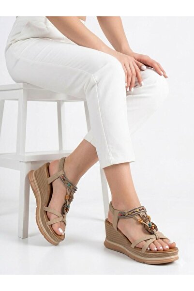 Lütfi Women's full orthopedic soft soled sandal with rubber detail and stone ...