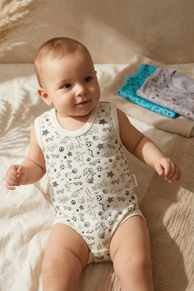 Babydonat طقم ملابس داخلية قطنية للأطفال الأولاد مكون من 3 قطع - طقم ملابس دا...