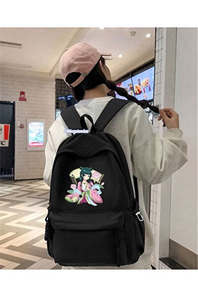 Minga London Maomao Printed Black School Backpack - Mingalondon