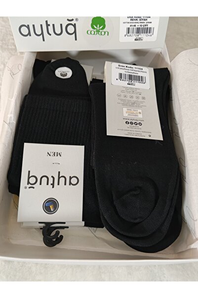 Aytuğ&Mısırlı Aytuğ Brand 11104 Seamless Cotton Men's Short Socks 12-Pack Bla...